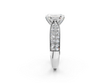 White gold Emerald Cut Moissanite   Solitaire Diamond Ring with Milgrain Pavé Band and Four-Prong Setting_35