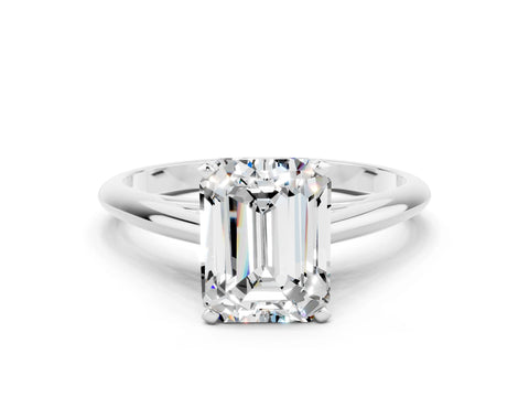 White gold Emerald Cut Moissanite Solitaire Engagement Ring with Cathedral Setting and Four-Prong Mount_24