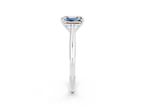 White gold Emerald Cut Moissanite Solitaire Engagement Ring with Cathedral Setting and Four-Prong Mount_26
