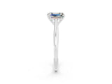 White gold Emerald Cut Moissanite Solitaire Engagement Ring with Cathedral Setting and Four-Prong Mount_32