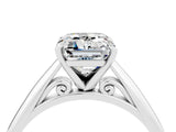 White gold Emerald Cut Moissanite Solitaire Engagement Ring with Cathedral Setting and Four-Prong Mount_34