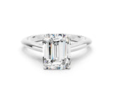 White gold Emerald Cut Moissanite Solitaire Engagement Ring with Cathedral Setting and Four-Prong Mount_36