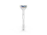 White gold Emerald Cut Moissanite Solitaire Engagement Ring with Cathedral Setting and Four-Prong Mount_38