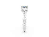 White gold Emerald Cut Moissanite Solitaire Engagement Ring with Celtic Knot Band and Four-Prong Setting_2