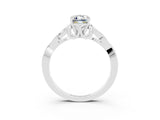 White gold Emerald Cut Moissanite Solitaire Engagement Ring with Celtic Knot Band and Four-Prong Setting_3