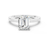 White gold Emerald Cut Moissanite Solitaire Engagement Ring with Classic Band and Four-Prong Setting_24