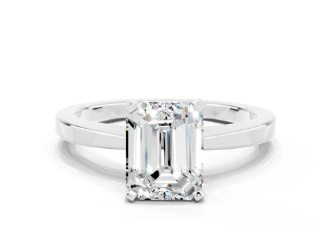 White gold Emerald Cut Moissanite Solitaire Engagement Ring with Classic Band and Four-Prong Setting_24