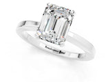White gold Emerald Cut Moissanite Solitaire Engagement Ring with Classic Band and Four-Prong Setting_25