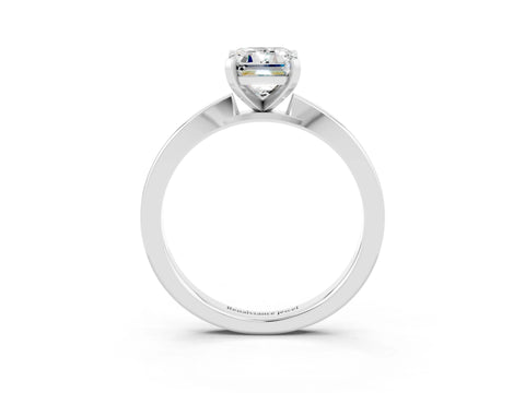 White gold Emerald Cut Moissanite Solitaire Engagement Ring with Classic Band and Four-Prong Setting_27