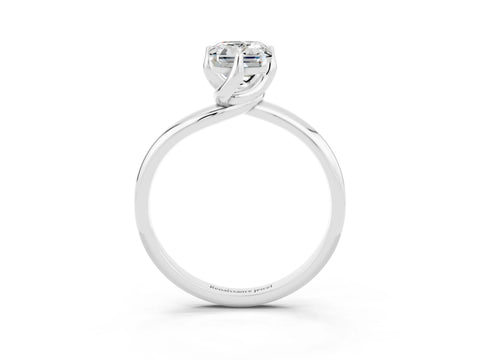 White gold Emerald Cut Moissanite Solitaire Engagement Ring with Four-Prong Setting and Classic Band_15