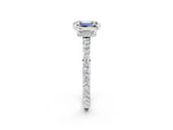White gold Emerald Cut Moissanite Solitaire Engagement Ring with Pavé Band and Four-Prong Setting_2