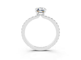 White gold Emerald Cut Moissanite Solitaire Engagement Ring with Pavé Band and Four-Prong Setting_3
