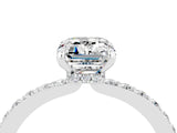 White gold Emerald Cut Moissanite Solitaire Engagement Ring with Pavé Band and Four-Prong Setting_4