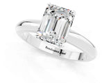 White gold Emerald Cut Moissanite Solitaire Engagement Ring with Round Band and Four-Prong Setting_1