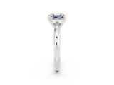 White gold Emerald Cut Moissanite Solitaire Engagement Ring with Round Band and Four-Prong Setting_2