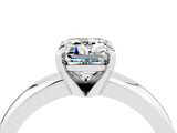 White gold Emerald Cut Moissanite Solitaire Engagement Ring with Round Band and Four-Prong Setting_4