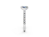 White gold Emerald Cut Moissanite Solitaire Pavé Band with Four-Prong Setting_2