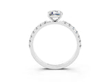 White gold Emerald Cut Moissanite Solitaire Pavé Band with Four-Prong Setting_3