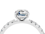 White gold Emerald Cut Moissanite Solitaire Pavé Band with Four-Prong Setting_4
