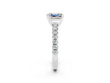 White gold Emerald Cut Moissanite Solitaire Pavé Engagement Ring with Four-Prong Setting_14