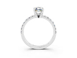 White gold Emerald Cut Moissanite Solitaire Pavé Engagement Ring with Four-Prong Setting_15
