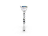 White gold Emerald Cut Moissanite Solitaire Pavé Engagement Ring with Round Band and Prong Setting_14