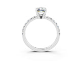 White gold Emerald Cut Moissanite Solitaire Pavé Engagement Ring with Round Band and Prong Setting_15