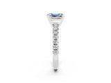 White gold Emerald Cut Moissanite Solitaire Pavé Engagement Ring with Round Band and Prong Setting_80
