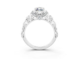 White gold Emerald Cut Moissanite Solitaire Ring with Filigree Band and Four-Prong Setting_27