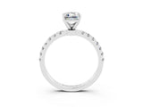 White gold Emerald Cut Moissanite Solitaire Ring with Pavé Accents and Four-Prong Setting_3