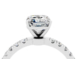 White gold Emerald Cut Moissanite Solitaire Ring with Pavé Accents and Four-Prong Setting_4