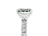 White gold Emerald Cut Moissanite Solitaire Ring with Pavé Accents and Four-Prong Setting_5