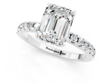 White gold Emerald Cut Moissanite Solitaire Ring with Pavé Band and Four-Prong Setting_25