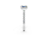 White gold Emerald Cut Moissanite Solitaire Ring with Pavé Band and Four-Prong Setting_26