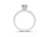 White gold Emerald Cut Moissanite Solitaire Ring with Pavé Band and Four-Prong Setting_27