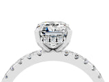 White gold Emerald Cut Moissanite Solitaire Ring with Pavé Band and Four-Prong Setting_28