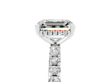 White gold Emerald Cut Moissanite Solitaire Ring with Pavé Band and Four-Prong Setting_29