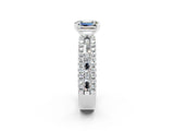 White gold Emerald Cut Moissanite Solitaire Ring with Pavé and Channel Set Band_2