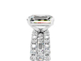 White gold Emerald Cut Moissanite Solitaire Ring with Pavé and Channel Set Band_5