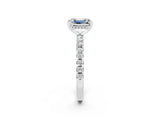 White gold Emerald Cut Moissanite Solitaire Ring with Round  Pavé Band and Four-Prong Setting_50