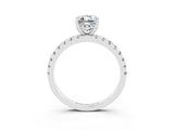 White gold Emerald Cut Moissanite Solitaire Ring with Round  Pavé Band and Four-Prong Setting_51