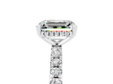 White gold Emerald Cut Moissanite Solitaire Ring with Round  Pavé Band and Four-Prong Setting_53
