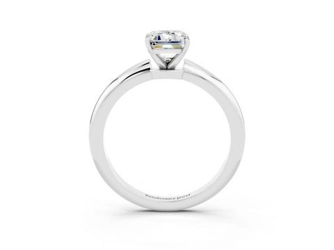 White gold Emerald Cut Moissanite Solitaire Ring with Six-Prong Setting and Classic Band_3