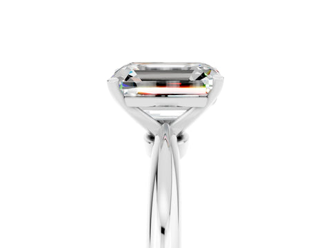 White gold Emerald Cut Moissanite Solitaire Ring with Six-Prong Setting and Classic Band_5