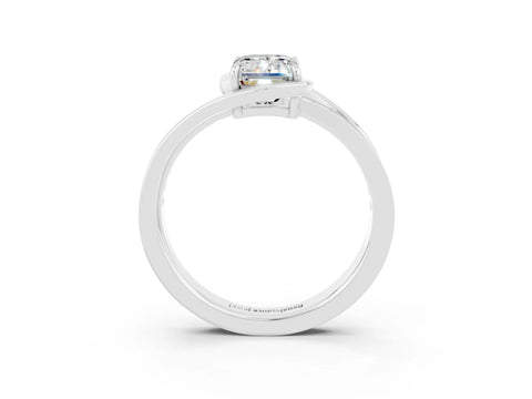 White gold Emerald Cut Moissanite Solitaire Ring with Split Shank and Prong Setting_3