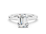 White gold Emerald Cut Moissanite Solitaire Ring with Thin Band and Four-Prong Setting_12