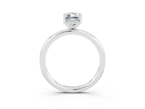 White gold Emerald Cut Moissanite Solitaire Ring with Thin Band and Four-Prong Setting_15