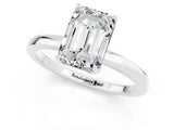 White gold Emerald Cut Moissanite Solitaire Ring with Thin Band and Prong Setting_13