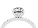 White gold Emerald Cut Moissanite Solitaire Ring with Thin Band and Prong Setting_16