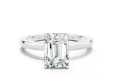 White gold Emerald Cut Moissanite Solitaire Ring with Thin Band and Prong Setting_18